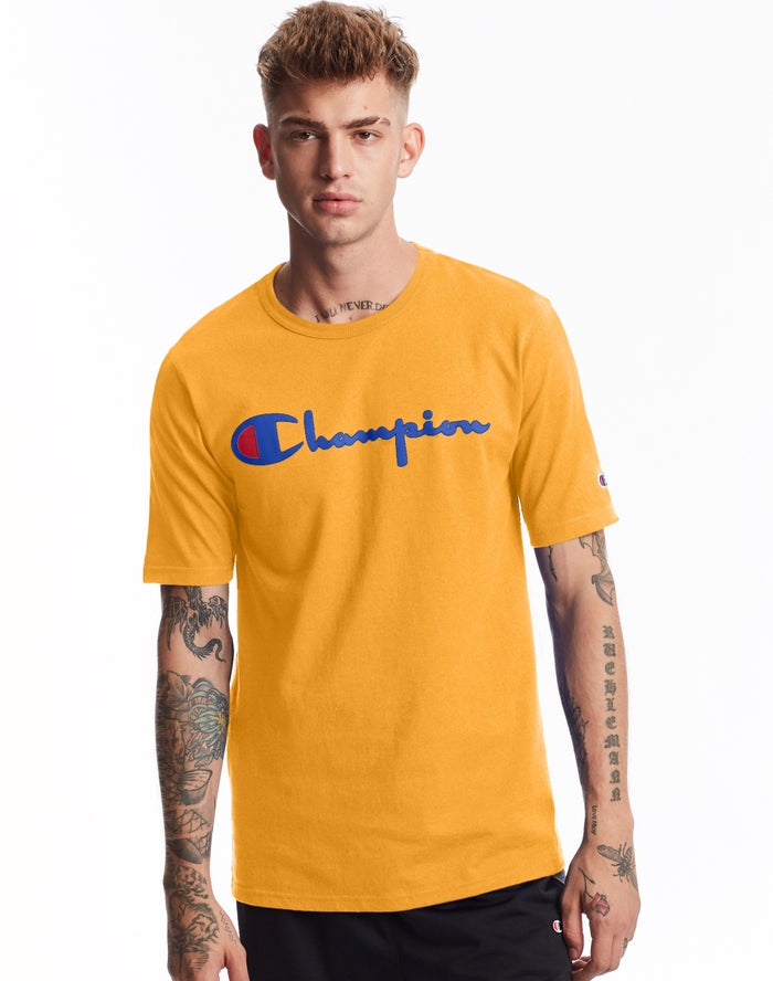 Champion Heritage Vintage Logo Erkek Tişört Sarı ( SMHZLW813 )